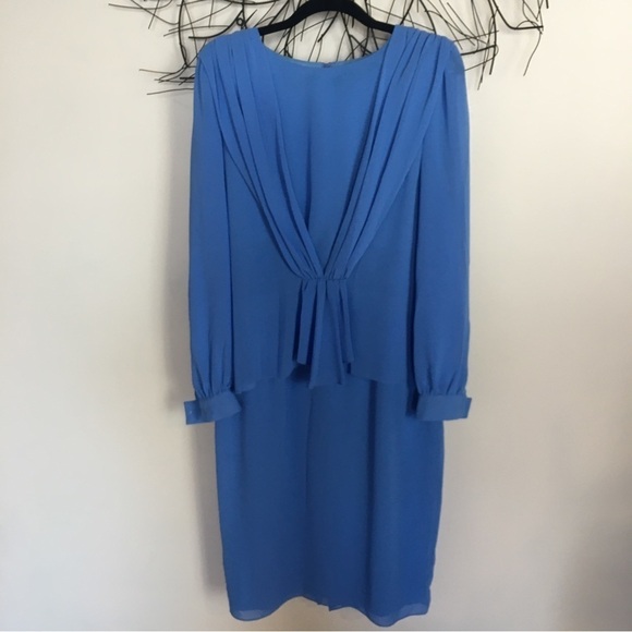 URSULA OF SWITZERLAND VINTAGE BLUE FORMAL DRESS. Long sleeve wedding work - Picture 1 of 3